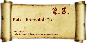 Mohl Barnabás névjegykártya